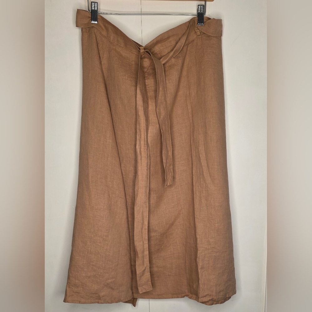 Tie-Waist Midi Skirt in Camel